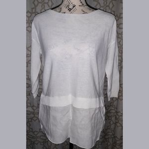 NWT Foxcroft White Knit Linen Top Size Small